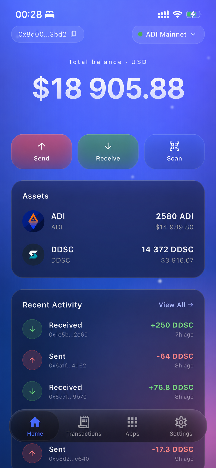 Naba Wallet balance screen